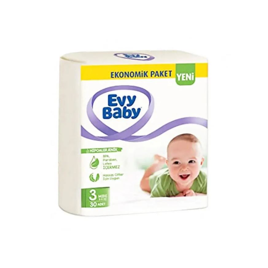 Evy Baby 3 Numara Midi 30'lu Bebek Bezi