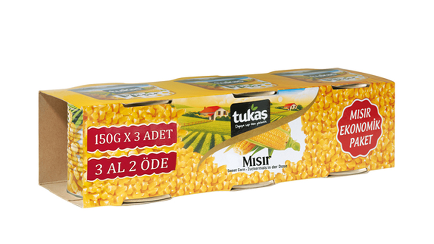 Tukaş Mısır Konserve Eko Paket 3x150 Gr